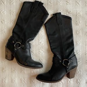 Frye tall western harness boots